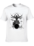 Drummer Anatomy T-Shirt - Musical Vitruvian Man Tee