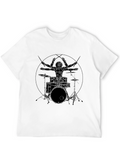 Drummer Anatomy T-Shirt - Musical Vitruvian Man Tee