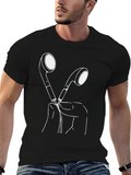 Earphone Graphic Black T-Shirt