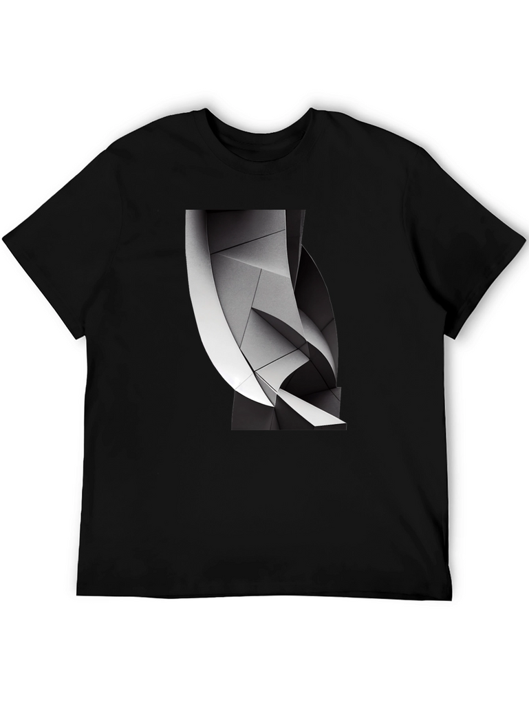 Abstract Geometric Graphic Print Black T-Shirt