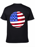 American Flag Sphere Graphic Black T-Shirt