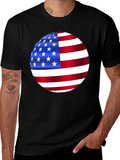 American Flag Sphere Graphic Black T-Shirt