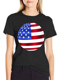 American Flag Sphere Graphic Black T-Shirt