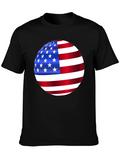 American Flag Sphere Graphic Black T-Shirt