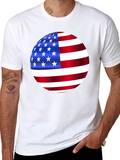 American Flag Sphere Graphic Black T-Shirt