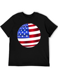 American Flag Sphere Graphic Black T-Shirt