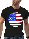 American Flag Sphere Graphic Black T-Shirt