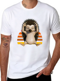 Meditating Hedgehog Graphic T-Shirt - Relaxed Fit