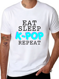Eat Sleep K-Pop Repeat T-Shirt - Black