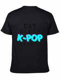 Eat Sleep K-Pop Repeat T-Shirt - Black