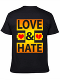 Love & Hate Graphic Print Black T-Shirt