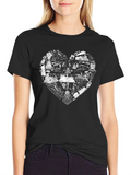 Train Lovers Heart Graphic Tee - Black