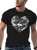 Train Lovers Heart Graphic Tee - Black