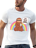 Sloth But First Coffee Black T-Shirt