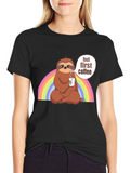 Sloth But First Coffee Black T-Shirt