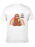 Sloth But First Coffee Black T-Shirt