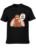 Sloth But First Coffee Black T-Shirt
