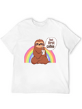Sloth But First Coffee Black T-Shirt
