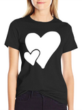 Black T-Shirt with White Hearts