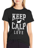 Keep Calp and Love Cat Graphic T-Shirt