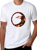 Phoenix Firebird Graphic Print Crewneck T-Shirt