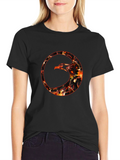 Phoenix Firebird Graphic Print Crewneck T-Shirt