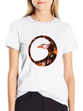 Phoenix Firebird Graphic Print Crewneck T-Shirt