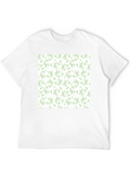 Green Leaves Patterned Black T-Shirt