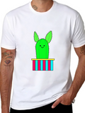 Cute Cactus Graphic Tee - Mens Black T-Shirt