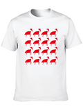 Red Fox Pattern Black T-Shirt
