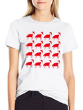 Red Fox Pattern Black T-Shirt