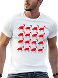Red Fox Pattern Black T-Shirt