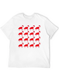 Red Fox Pattern Black T-Shirt