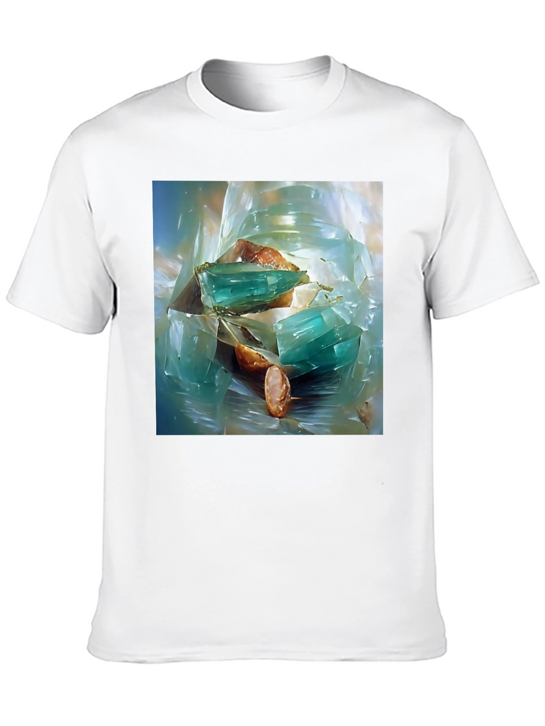 Abstract Gemstone Print Black T-Shirt