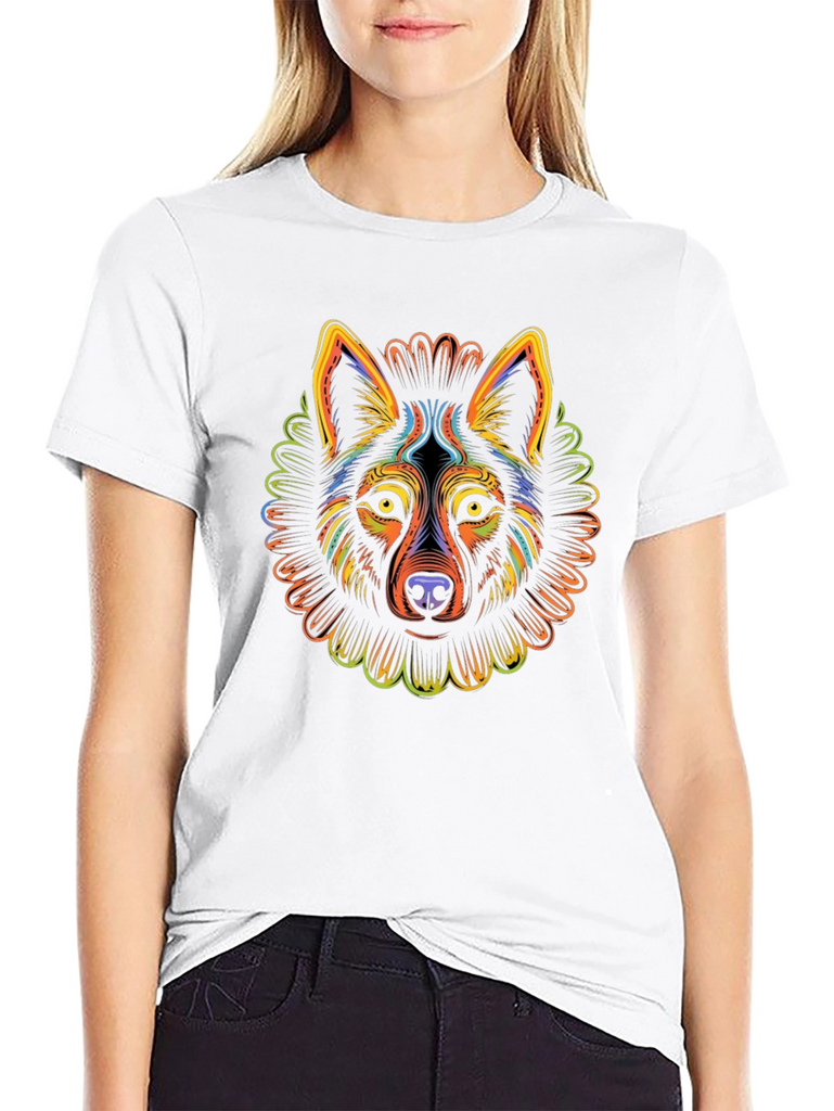Psychedelic Wolf Graphic T-Shirt - Mens Black Tee