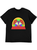 Funky Mushroom Graphic Tee - Black