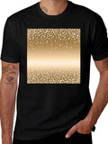 Mens Black Tee with Gold Confetti Print
