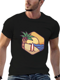 Beach Scene Graphic Tee - Black T-Shirt