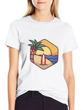 Beach Scene Graphic Tee - Black T-Shirt