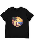 Beach Scene Graphic Tee - Black T-Shirt