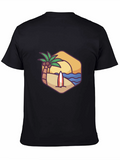 Beach Scene Graphic Tee - Black T-Shirt