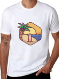 Beach Scene Graphic Tee - Black T-Shirt
