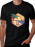 Beach Scene Graphic Tee - Black T-Shirt