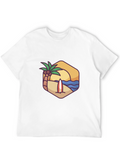 Beach Scene Graphic Tee - Black T-Shirt