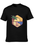 Beach Scene Graphic Tee - Black T-Shirt