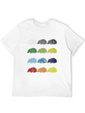 Retro Hedgehog Pattern Graphic T-Shirt