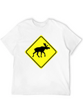 Moose Crossing Sign Graphic T-Shirt