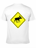 Moose Crossing Sign Graphic T-Shirt