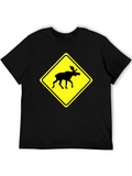 Moose Crossing Sign Graphic T-Shirt