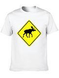 Moose Crossing Sign Graphic T-Shirt